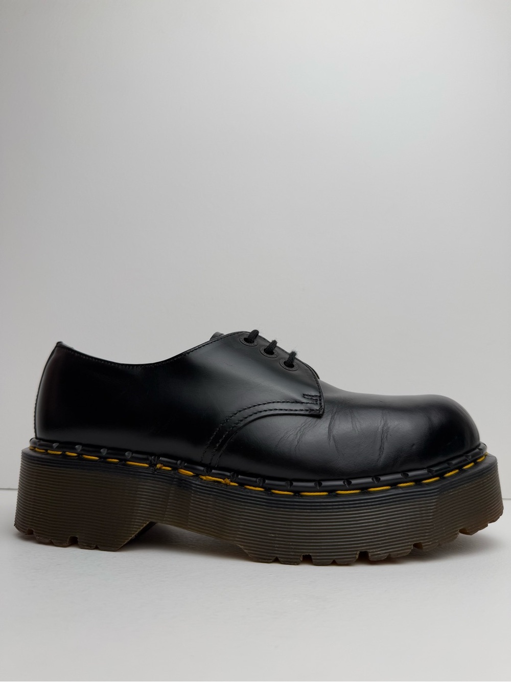 Vintage Dr. Martens Platforms 1925 Black Leather Envy Chunky MIE Oxfords UK 7 - Picture 2 of 16